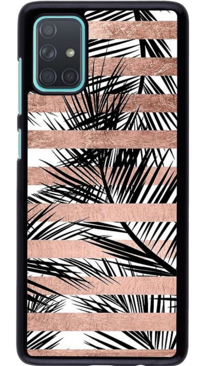 Coque Samsung Galaxy A71 - Palm trees gold stripes