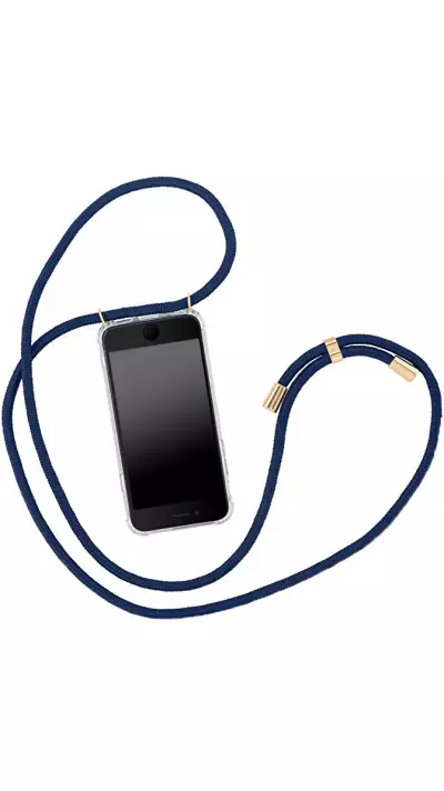 Coque iPhone 12 / 12 Pro - Gel transparent avec lacet - Bleu