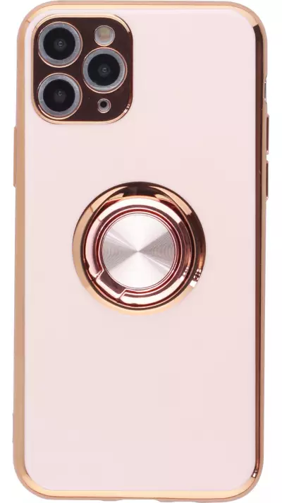 Coque iPhone 11 Pro Max - Gel Bronze avec anneau - Rose