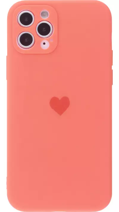 Coque iPhone 11 Pro Max - Silicone Mat Coeur - Orange