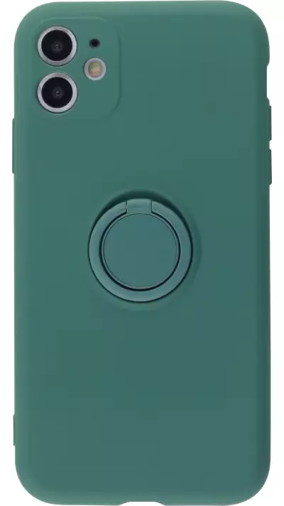 Coque iPhone 11 Pro Max - Soft Touch avec anneau - Vert foncé